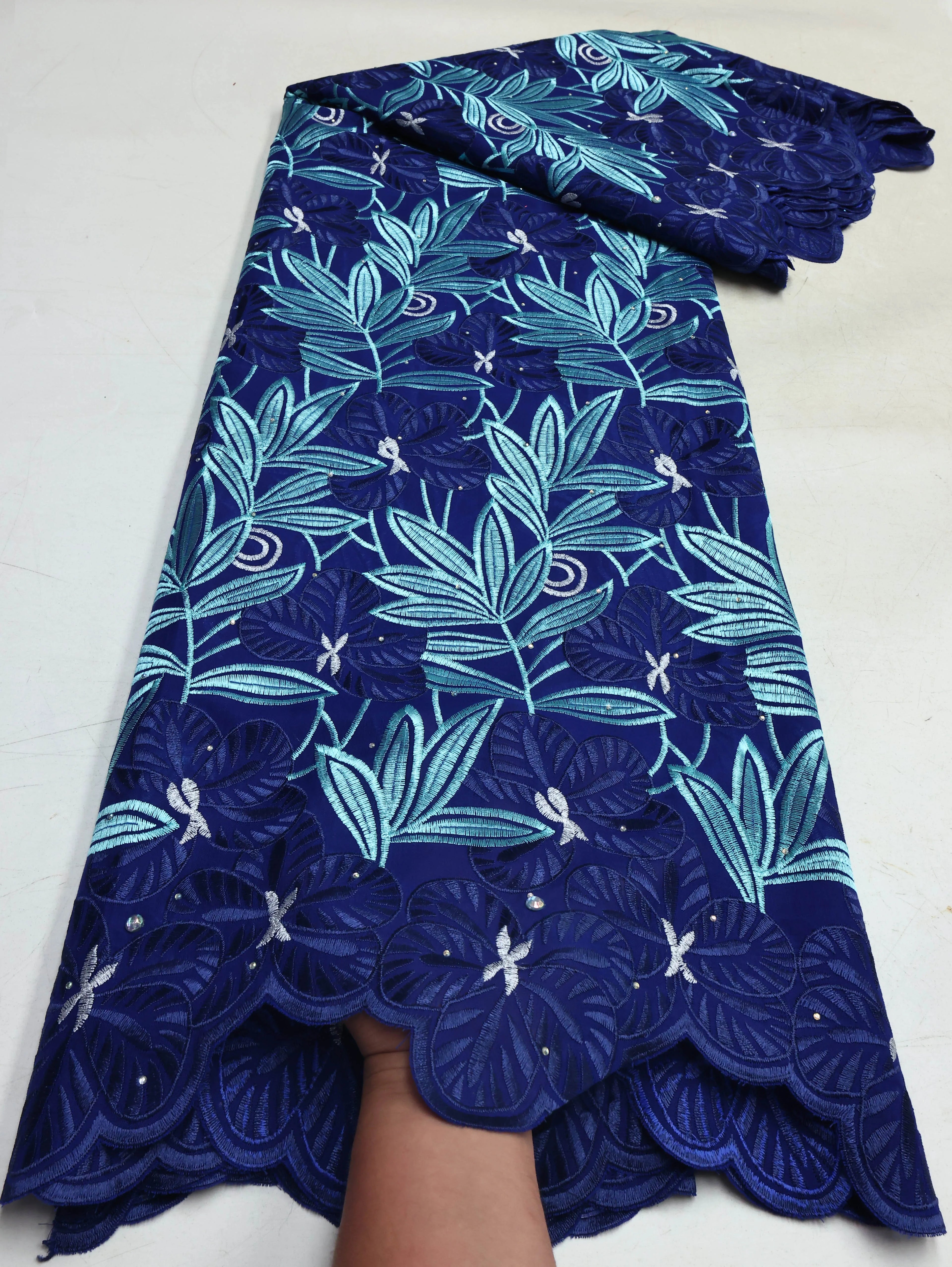 Swiss Voile Lace In Switzerland With 3D Flower Applique Stones 2026 Super Quality African Lace Fabric For Wedding Lace Dress LY3793-8 120cm 5 Yards | Afrocentric
