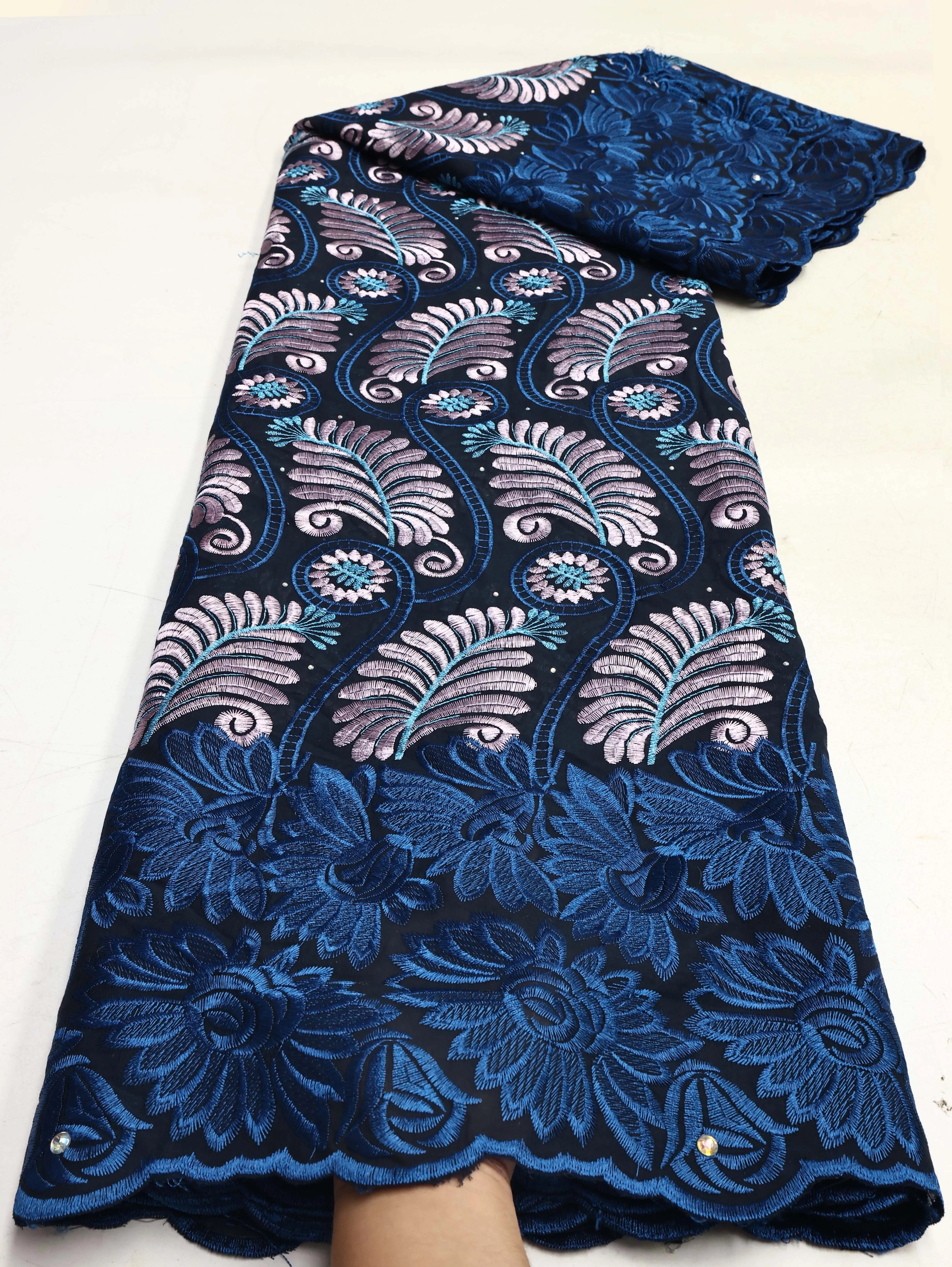 Swiss Voile Lace In Switzerland With 3D Flower Applique Stones 2026 Super Quality African Lace Fabric For Wedding Lace Dress LY3796-6 120cm 5 Yards | Afrocentric