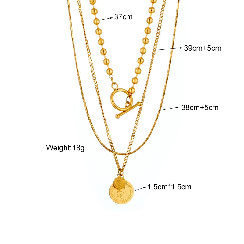 Multilayer Coin Pendant Necklace | Layered Chain for Women | Afrocentric