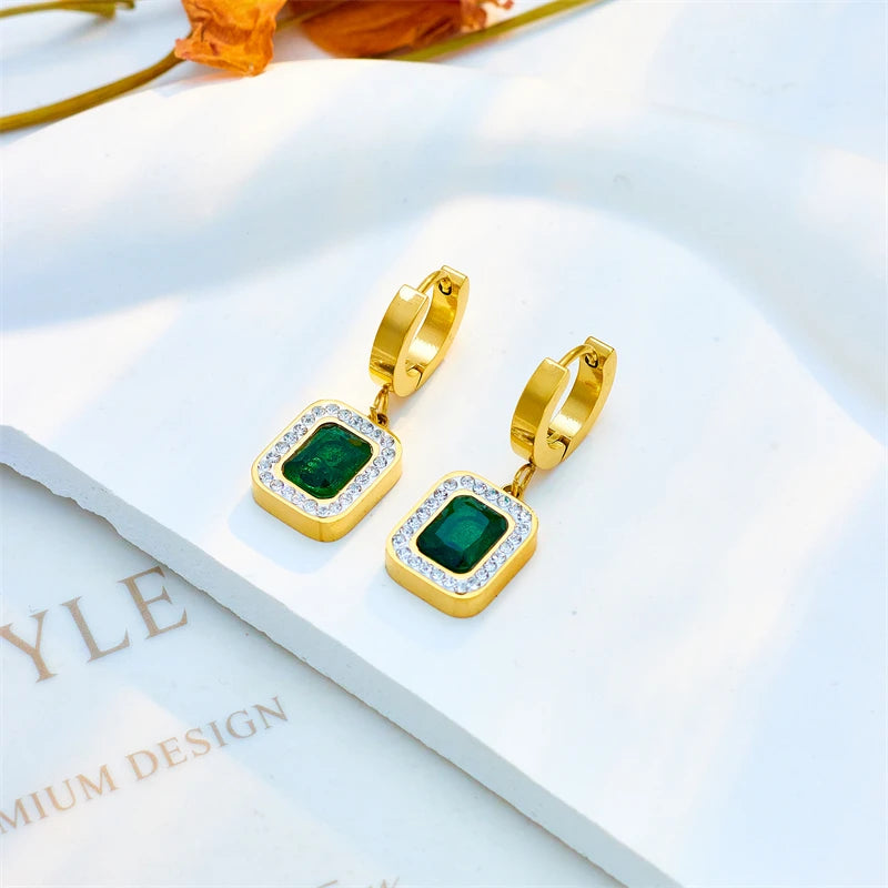 Green Crystal Zircon Jewelry Set | Necklace, Earrings & Bracelet for Women | Afrocentric