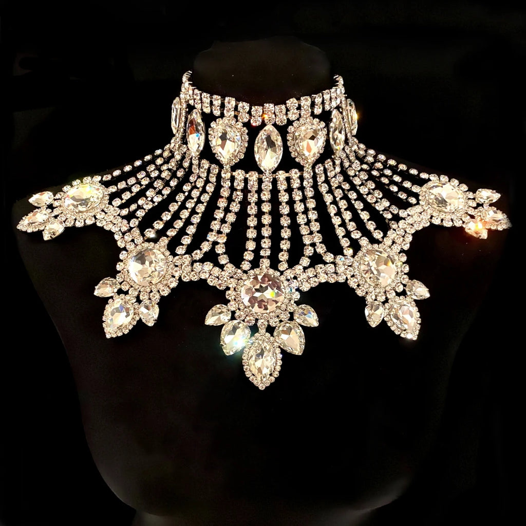 Crystal Rhinestone Choker Necklace | Luxury Geometric Water Drop Chain Collar | Afrocentric