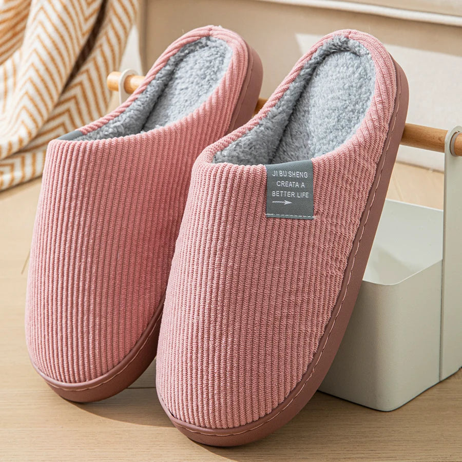 Women's Thick-Soled Plush Household Slippers - Non-Slip Warm Indoor Winter Slippers Pink | Afrocentric