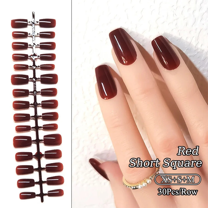 Matte Nude Press-On Nail Set | 30pcs Full Cover False Nails | French & Nude Styles 62702-9 | Afrocentric