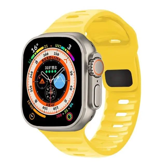 Silicone Sport Band for Apple Watch | Soft Rubber Strap for All Series & Ultra Yellow | Afrocentric