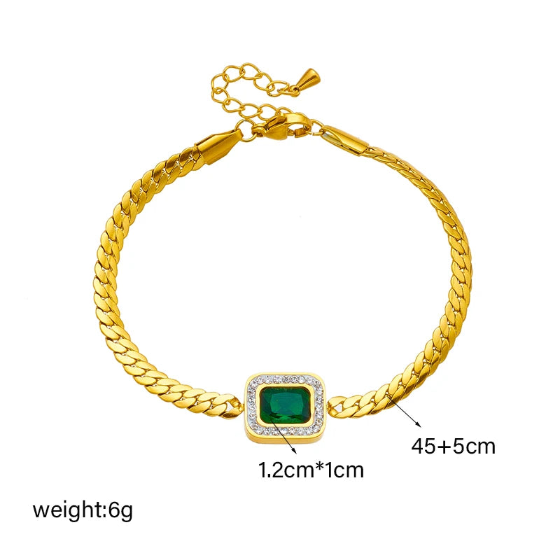 Green Crystal Zircon Jewelry Set | Necklace, Earrings & Bracelet for Women | Afrocentric