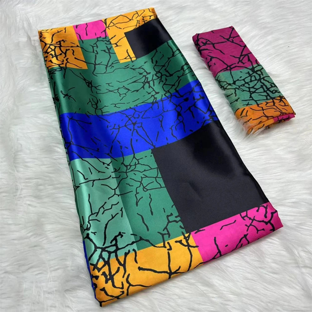 African Satin Silk Fabric High Quality Silk Fabric And Chiffon Tulle Blouse 4+2 Yards Nigerian Women Clothes Garment Cloth 30 6 yards | Afrocentric