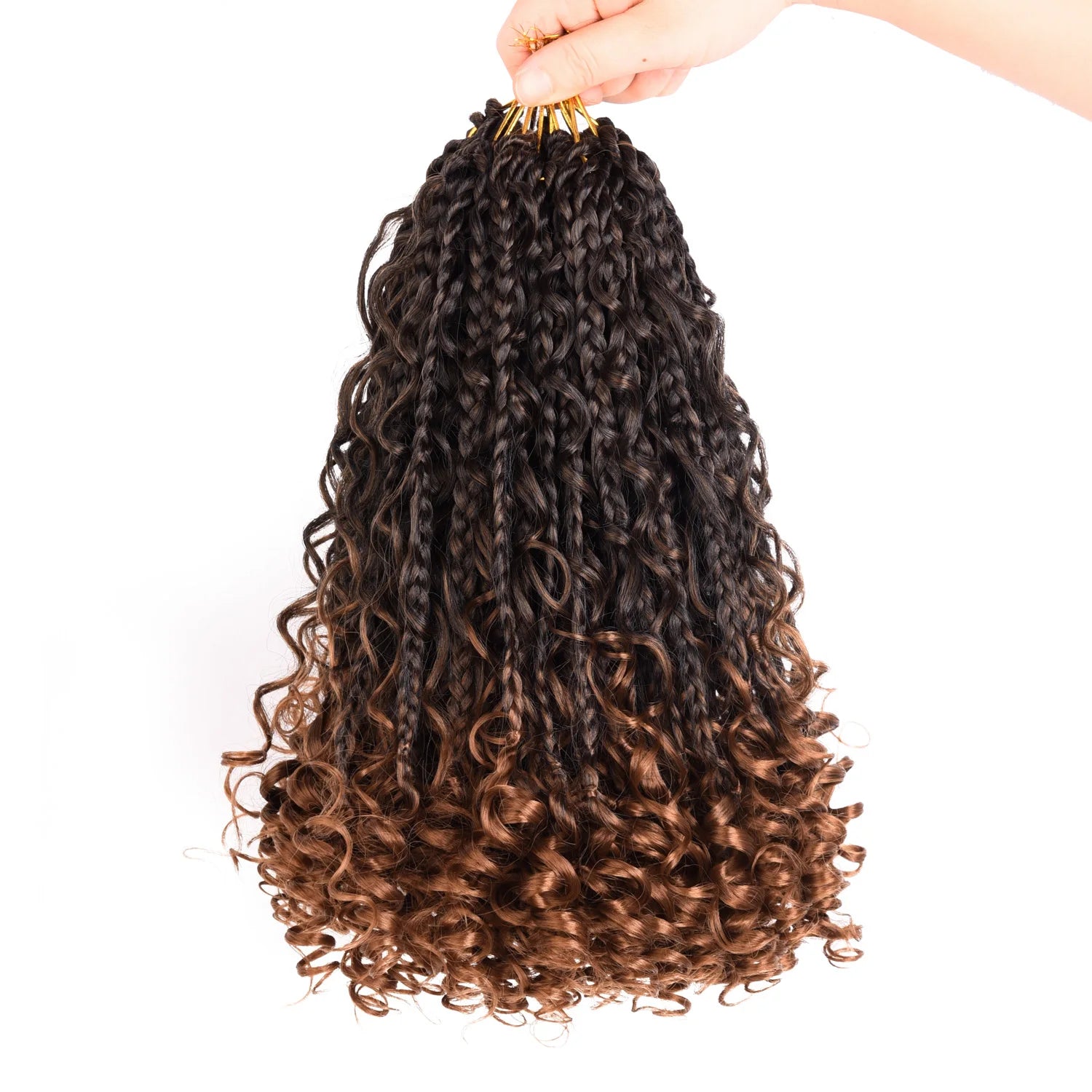 Goddess Box Braids Crochet Hair | 10 Inch Boho Curly Ends | 12 Strands Per Pack T1B 30 10inches | Afrocentric