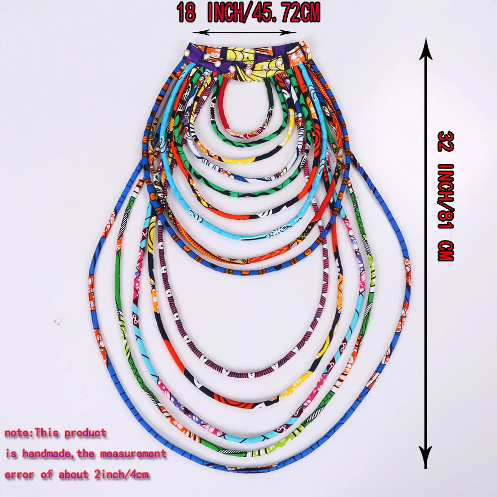 Ankara Wax Print Fabric Necklace | Handmade African Tribal Jewellery | Afrocentric