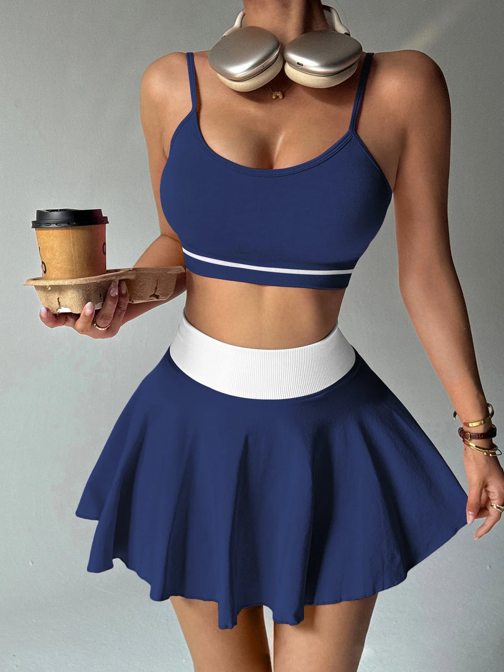 Women's 2-Piece Yoga & Fitness Set | Sports Bra + Skirt | Quick-Dry Sportswear | Afrocentric