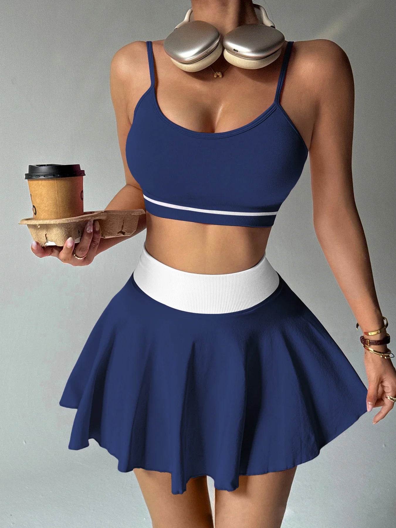 Women's 2-Piece Yoga & Fitness Set | Sports Bra + Skirt | Quick-Dry Sportswear | Afrocentric