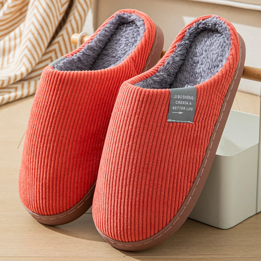 Women's Thick-Soled Plush Household Slippers - Non-Slip Warm Indoor Winter Slippers Orange | Afrocentric