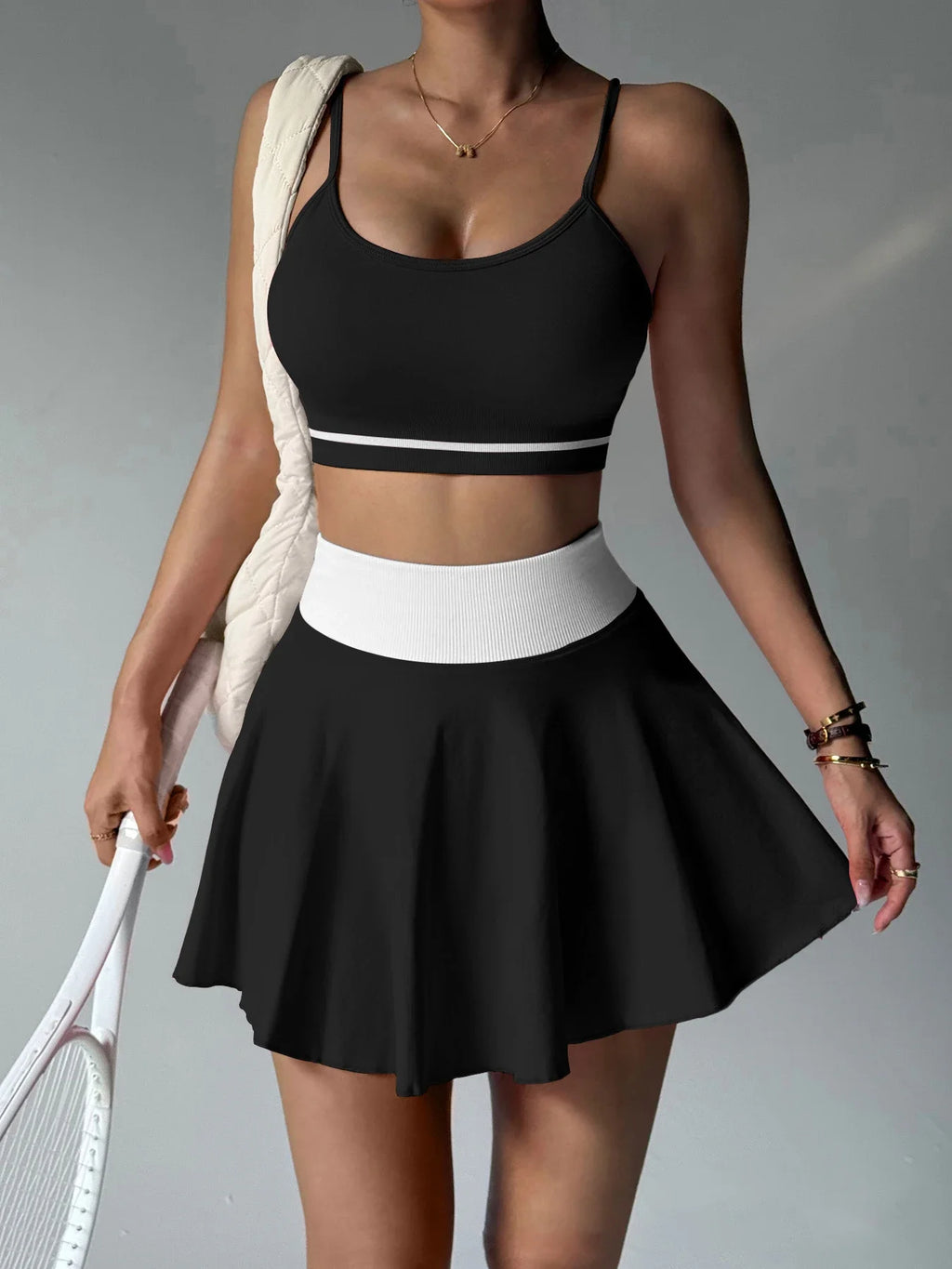 Women's 2-Piece Yoga & Fitness Set | Sports Bra + Skirt | Quick-Dry Sportswear | Afrocentric