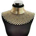 African Handmade Beaded Collar Necklace Gold Necklace Set | Afrocentric