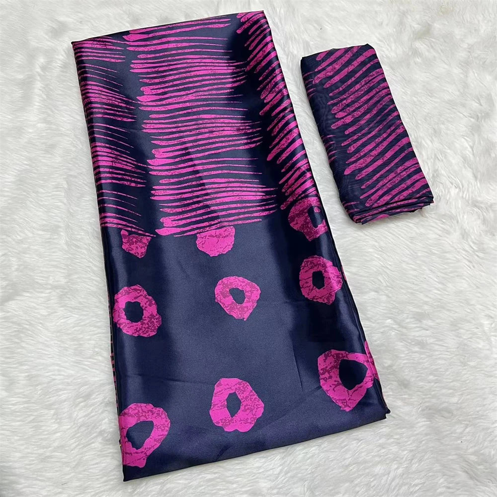 African Satin Silk Fabric High Quality Silk Fabric And Chiffon Tulle Blouse 4+2 Yards Nigerian Women Clothes Garment Cloth | Afrocentric