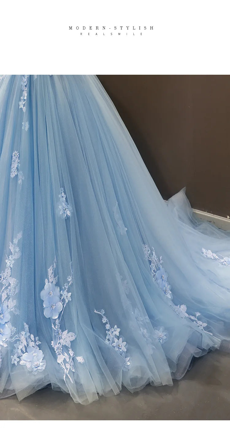 Floral Quinceañera Ball Gown – Off Shoulder Tulle Dress (Plus Size Available)