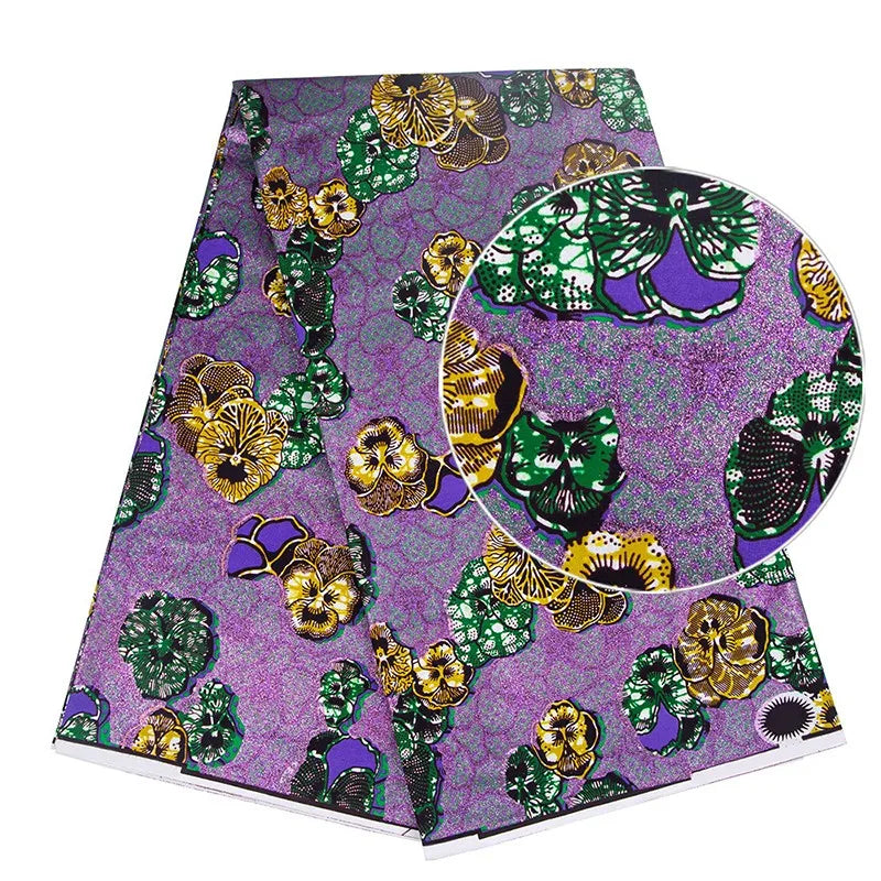 90x110cm African Ankara Cloth Women Glitter Glam Wax Fabric Cotton Soft Batik Golden Pagne Diy Craft Sewing Clothing Supplies 10 90X110CM | Afrocentric