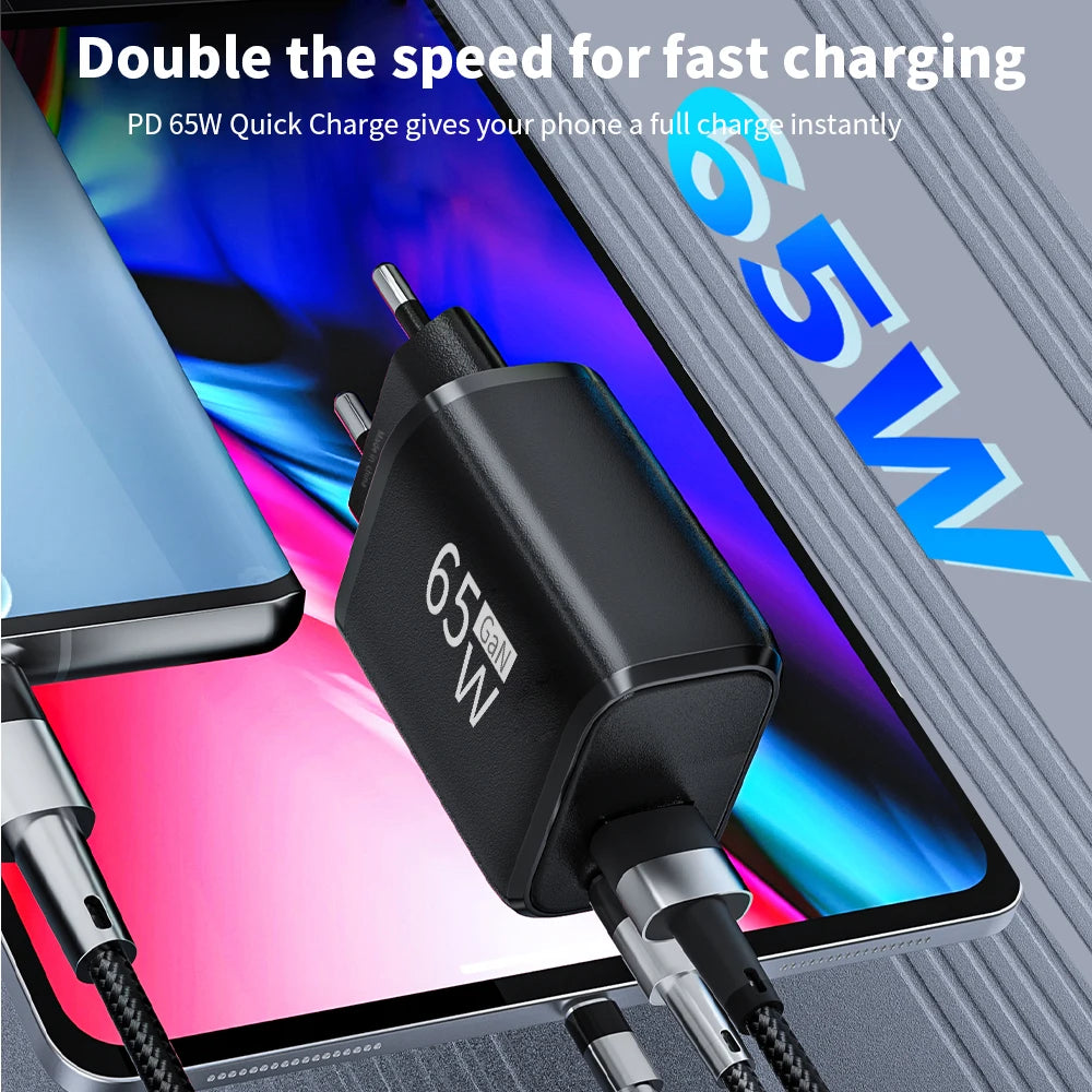 USB Charger 65W GaN Type C Fast Charging PD Power Adapter Quick Charger 3.0 For iPhone 15 Xiaomi POCO Samsung Oneplus | Afrocentric