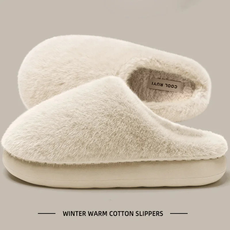 Winter Women's Faux Fur Warm Slippers - Plush Slip-Resistant Indoor House Shoes | Afrocentric