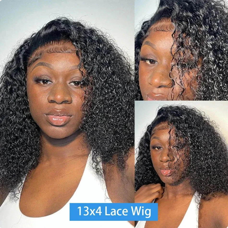 Brazilian Curly Bob Lace Front Wig | 13x4 HD Deep Wave Human Hair 8-16 Inch | Afrocentric