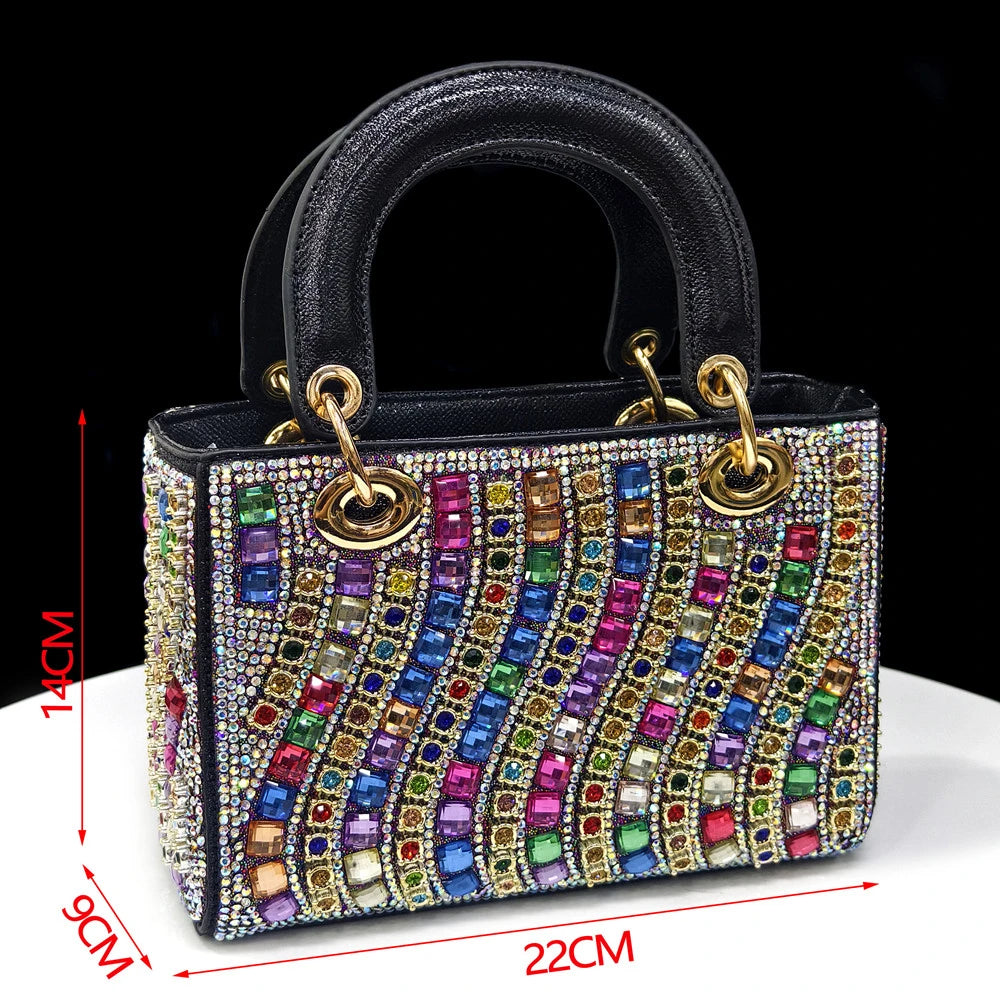 2025 Italian Fashion Pointed Toe Rhinestone Women Heels & Bag Set | Afrocentric