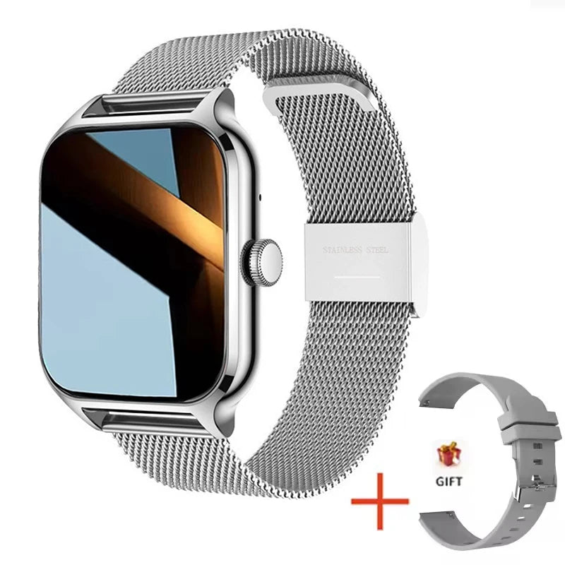 Smart Fitness Watch | Bluetooth Call, Heart Rate, Sleep Tracker & 2.01" Display Mesh belt silver | Afrocentric