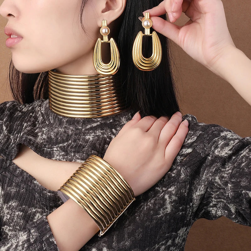 African Leather Jewelry Set | Necklace, Bracelet & Earrings Style 2 China Mainland | Afrocentric