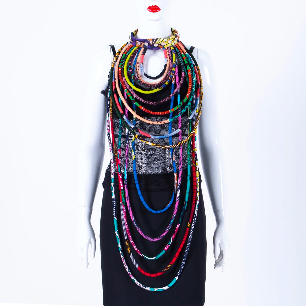 Ankara Wax Print Fabric Necklace | Handmade African Tribal Jewellery | Afrocentric