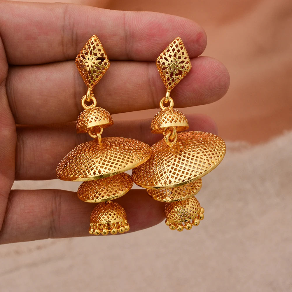 African Gold Coin Drop Earrings style2 | Afrocentric