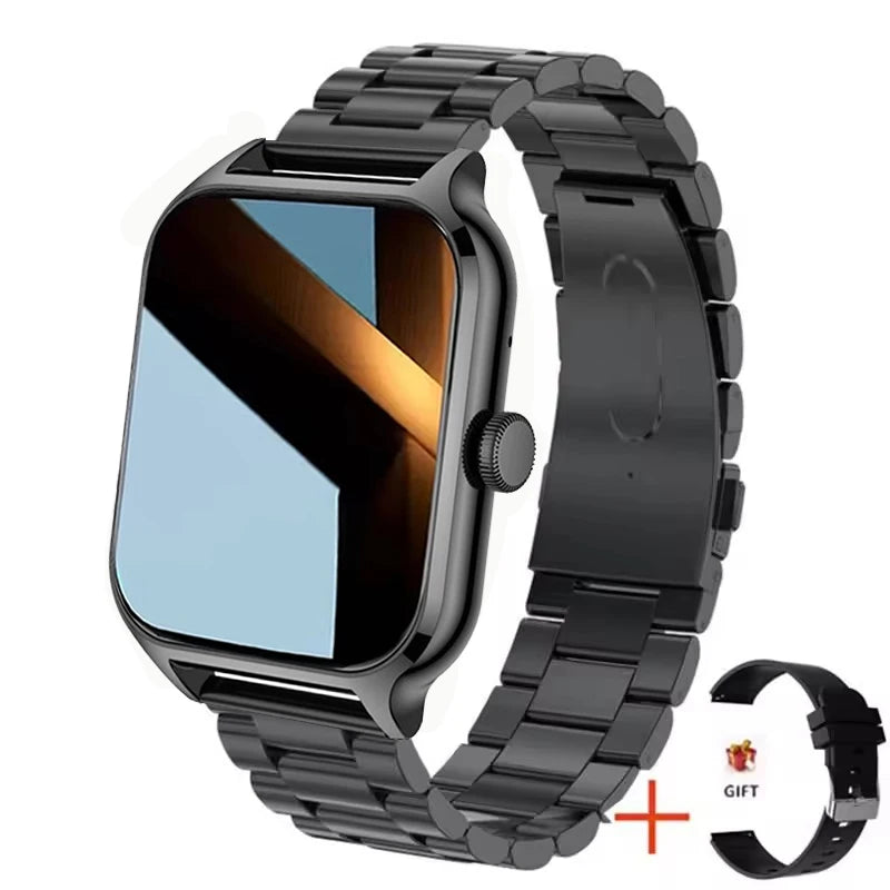 Smart Fitness Watch | Bluetooth Call, Heart Rate, Sleep Tracker & 2.01" Display add black steel | Afrocentric