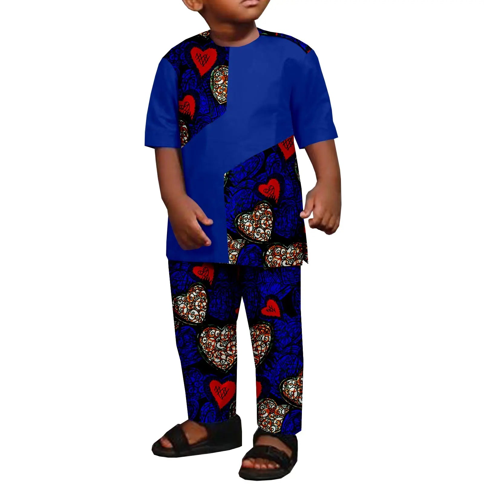 African Clothes for Boys Kid Outfits Dashiki Summer Cotton Ankara Print Top and Pant Sets Bazin Riche Children Outwear Y224017 647 | Afrocentric