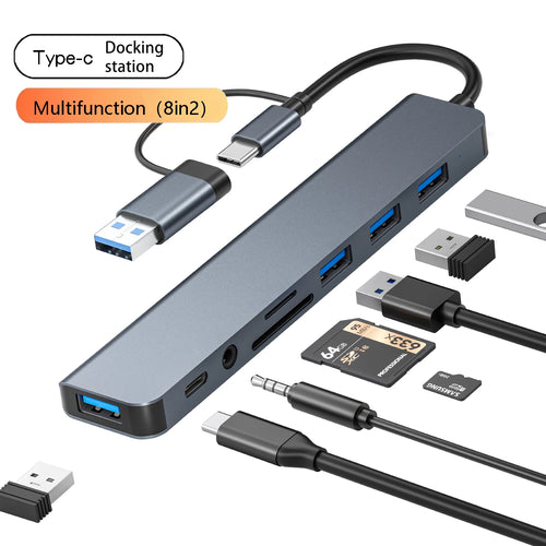 8-in-1 USB-C Hub - 4 USB Ports, USB-C, TF/SD Card Reader & 3.5mm Audio for MacBook & iPad | Afrocentric