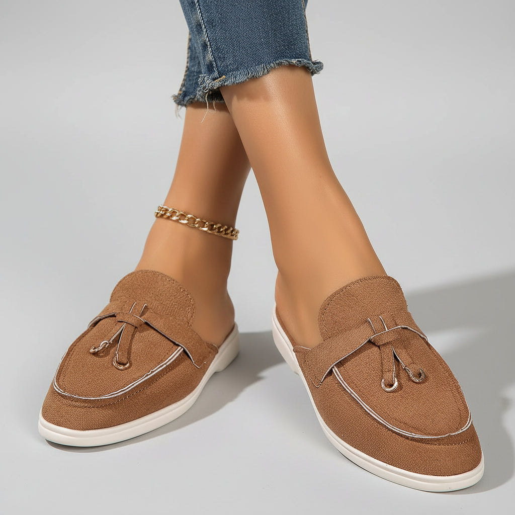 2024 Women's Slip-On Sneakers - Flat Casual Loafers Plus Size Vulcanized Walking Shoes coffee color | Afrocentric