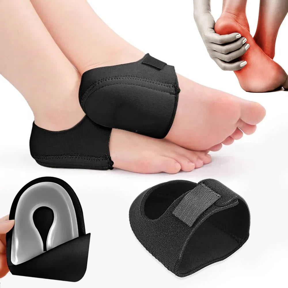Plantar Fasciitis Heel Spur Support Insoles - U-Shaped Silicone Gel Heel Cups for Pain Relief | Afrocentric