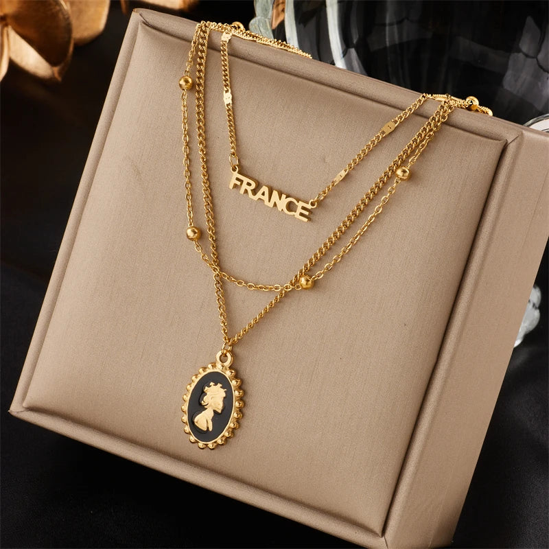 Multilayer Coin Pendant Necklace | Layered Chain for Women | Afrocentric