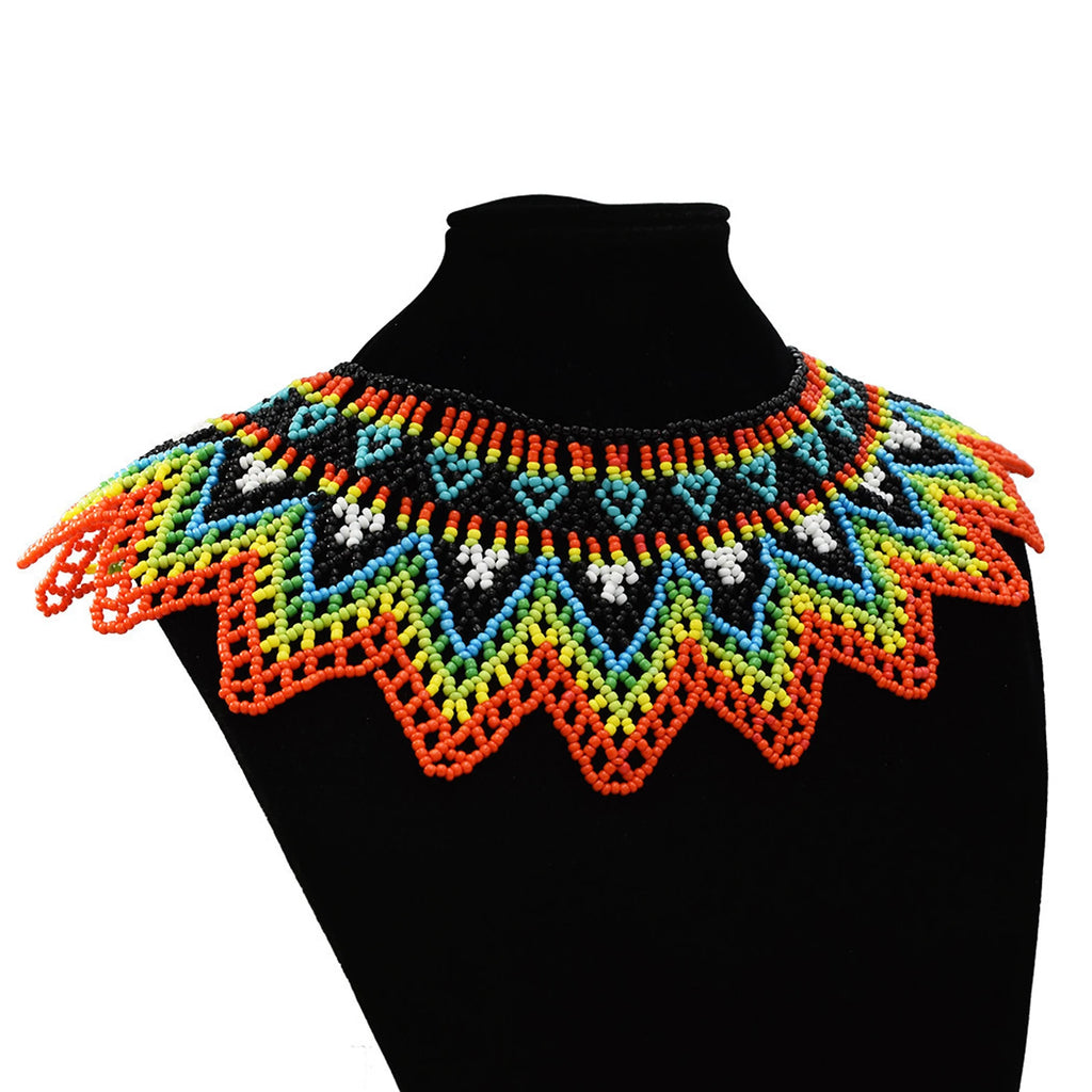 African Tribal Beaded Choker Necklace | Handmade Resin Bib | Afrocentric