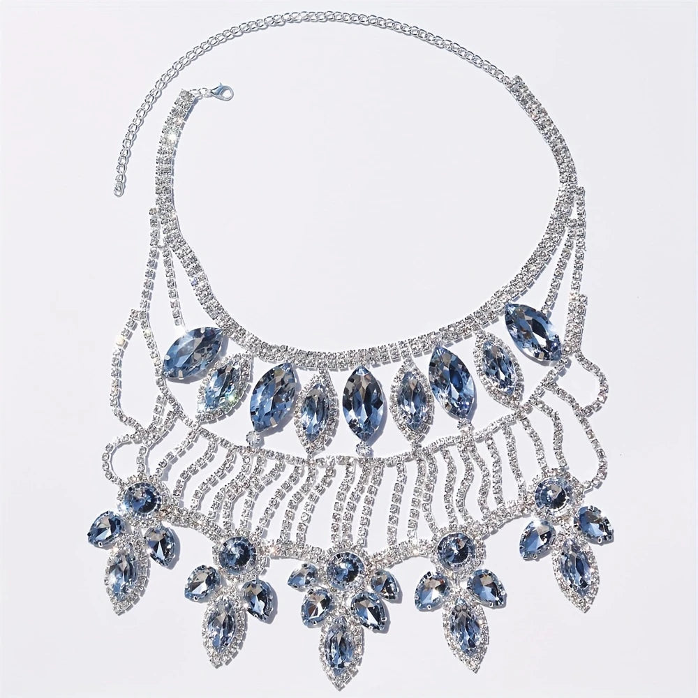 Crystal Rhinestone Choker Necklace | Luxury Geometric Water Drop Chain Collar | Afrocentric