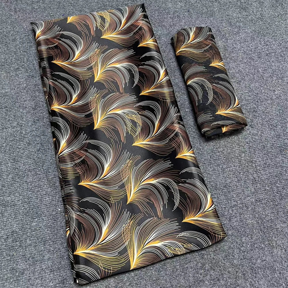 African Satin Silk Fabric High Quality Silk Fabric And Chiffon Tulle Blouse 4+2 Yards Nigerian Women Clothes Garment Cloth as picture 6 yards | Afrocentric
