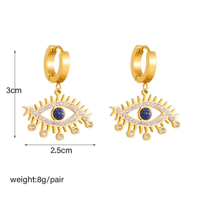 Geometric Crystal Stud Earrings | Stainless Steel Boho Fashion Jewellery | Afrocentric