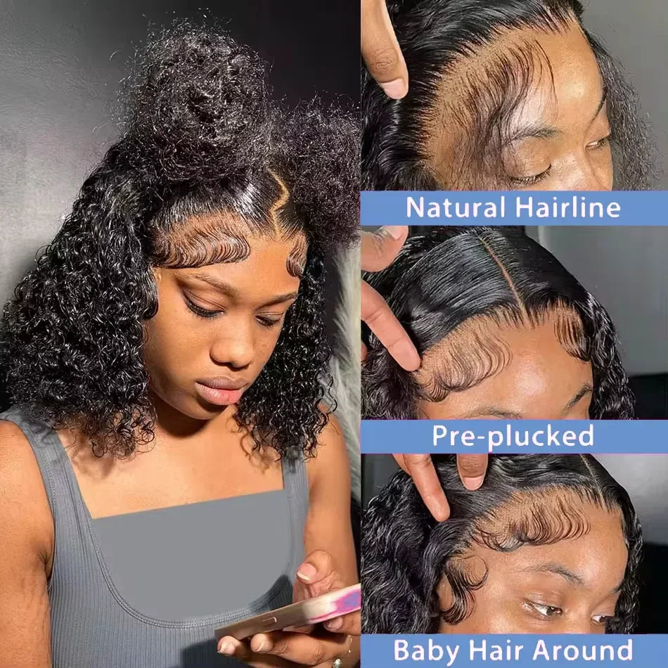 Brazilian Curly Bob Lace Front Wig | 13x4 HD Deep Wave Human Hair 8-16 Inch | Afrocentric
