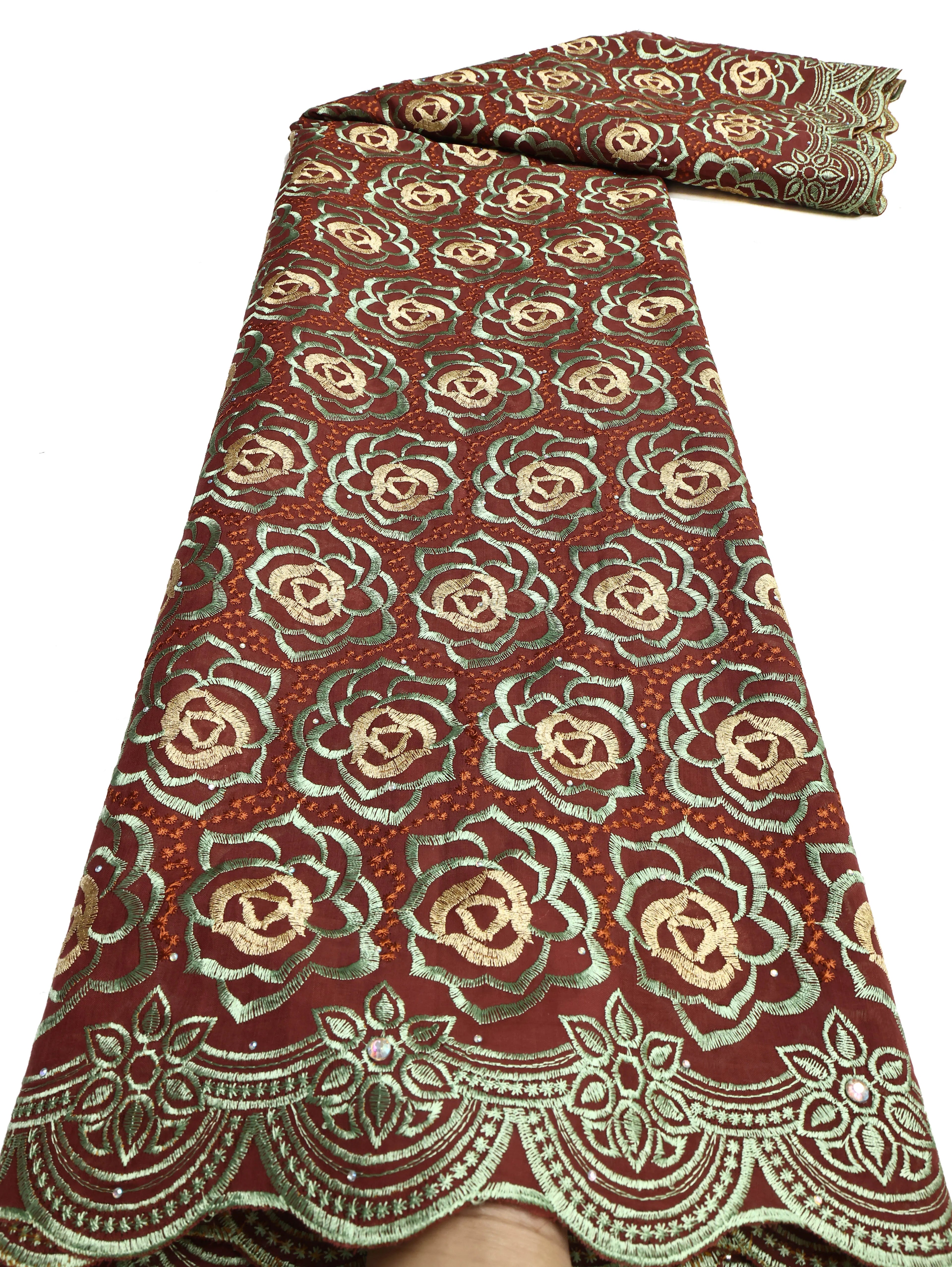 Swiss Voile Lace In Switzerland With 3D Flower Applique Stones 2026 Super Quality African Lace Fabric For Wedding Lace Dress LY4169-6 120cm 5 Yards | Afrocentric