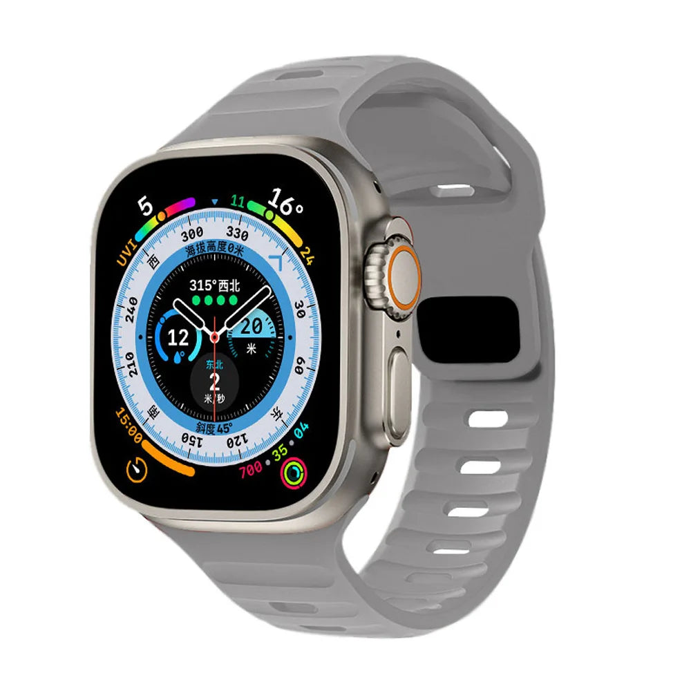 Silicone Sport Band for Apple Watch | Soft Rubber Strap for All Series & Ultra Light gray | Afrocentric