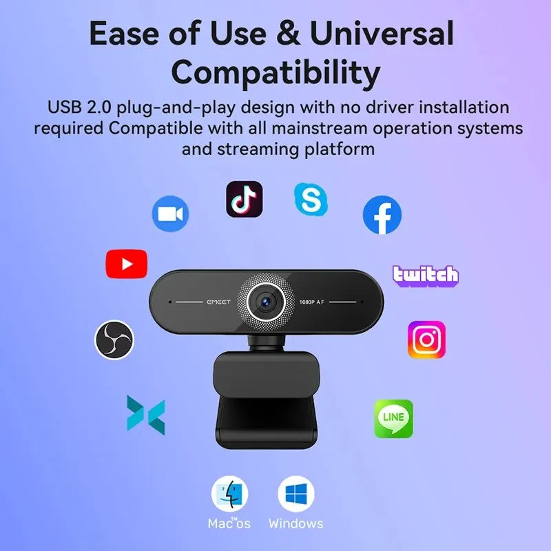 4K Webcam | EMEET C60E Autofocus USB Camera for Video Calls & Streaming | Afrocentric