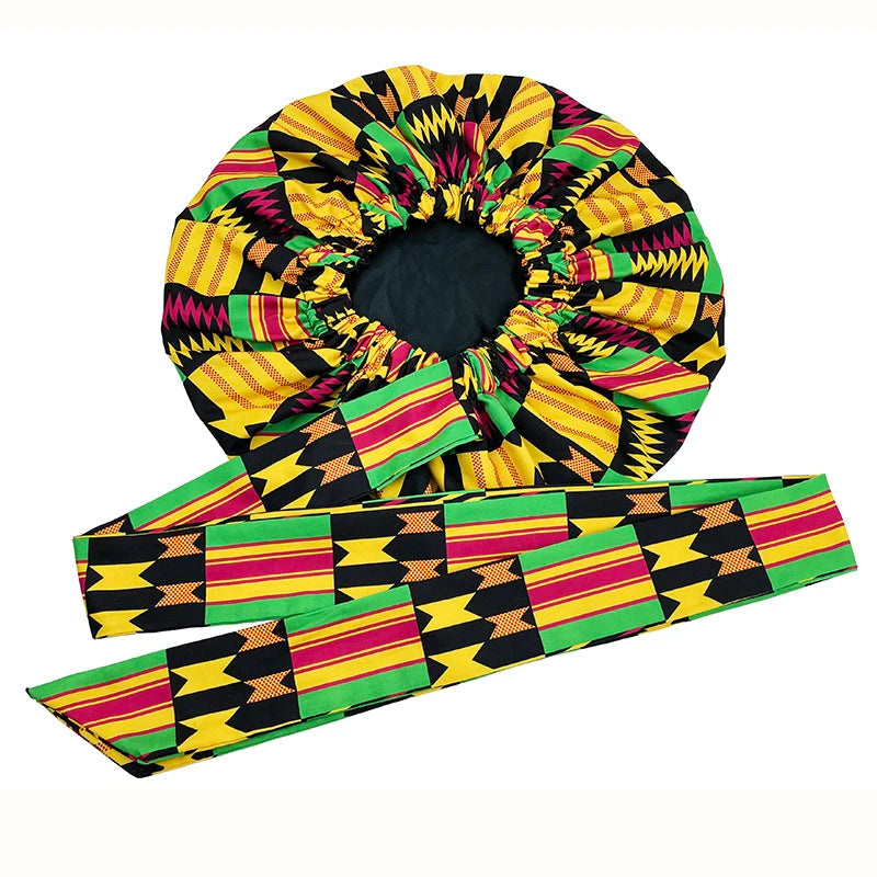 Ankara Print Satin Sleep Bonnet double layer-10 | Afrocentric