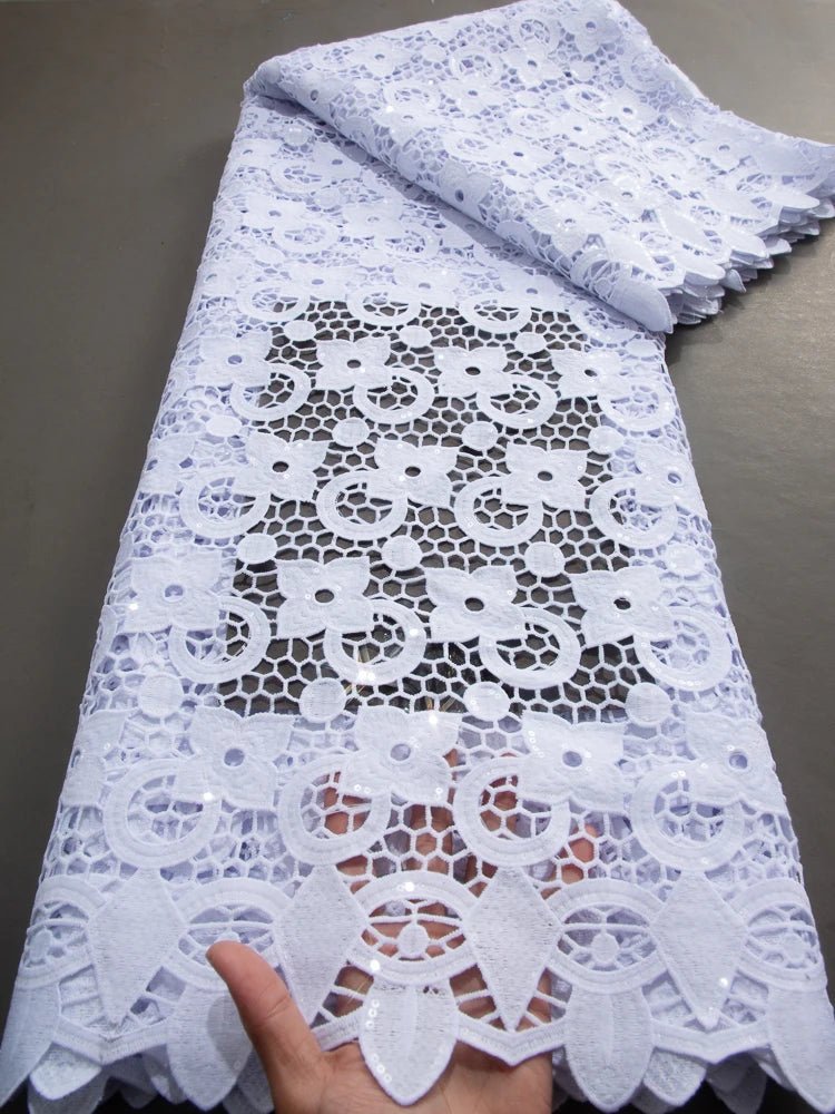 Kalume African Guipure Cord Lace Fabric with Sequins 2025 High Quality Nigerian Lace Fabrics 5 Yards for Wedding Dresses F3610 22african lace fabri 5yard | Afrocentric