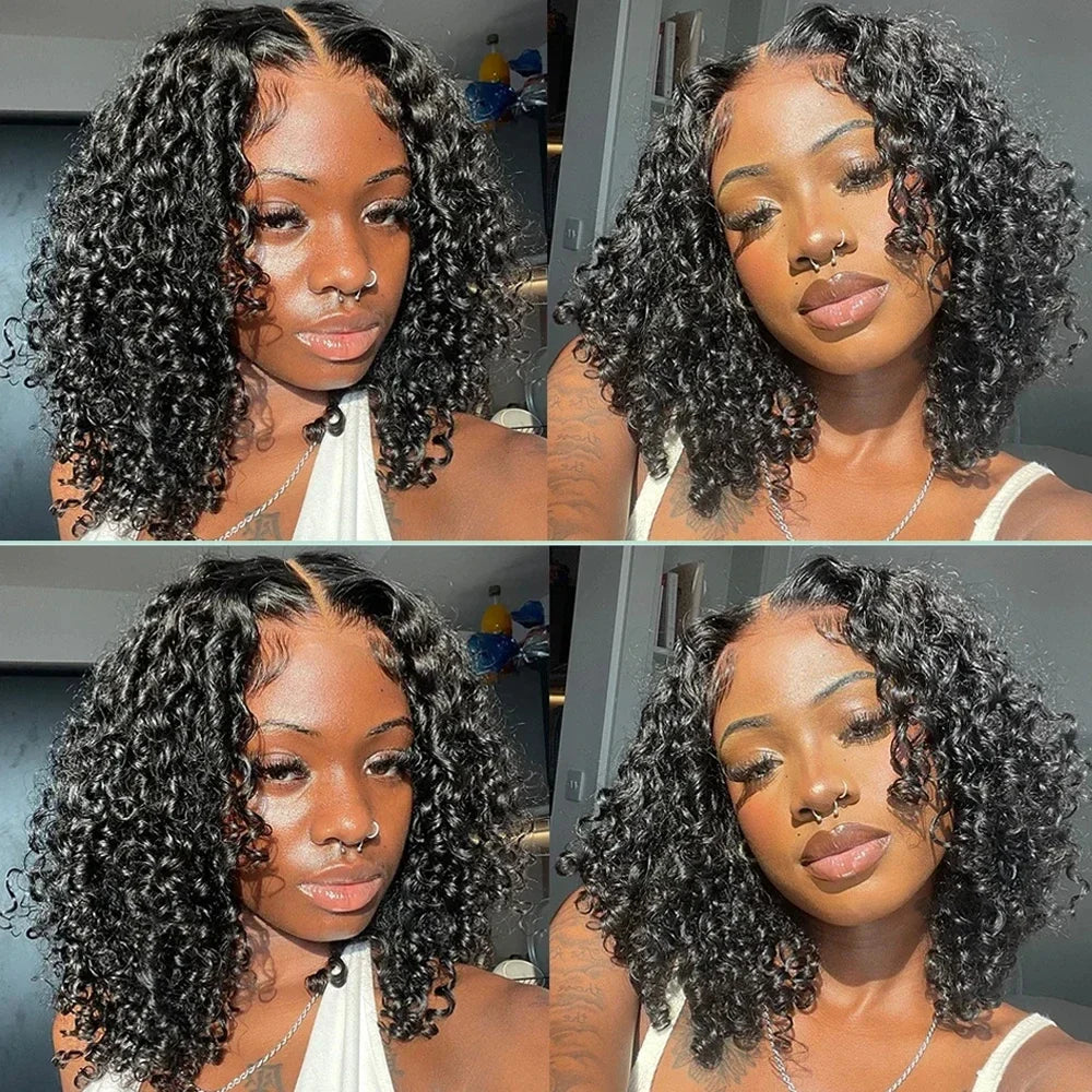 Brazilian Curly Bob Lace Front Wig | 13x4 HD Deep Wave Human Hair 8-16 Inch | Afrocentric