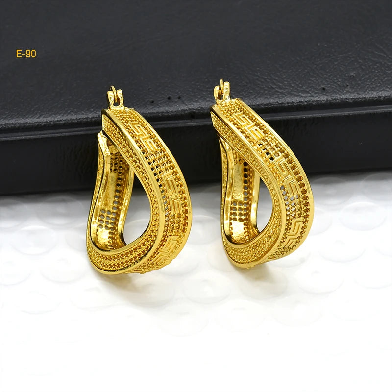 African Gold Round Statement Earrings E-90 | Afrocentric
