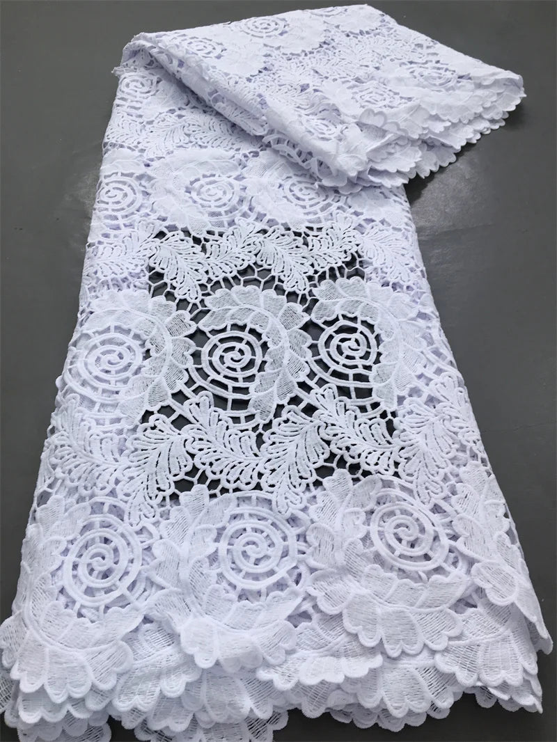 Kalume African Guipure Cord Lace Fabric with Sequins 2025 High Quality Nigerian Lace Fabrics 5 Yards for Wedding Dresses F3610 | Afrocentric