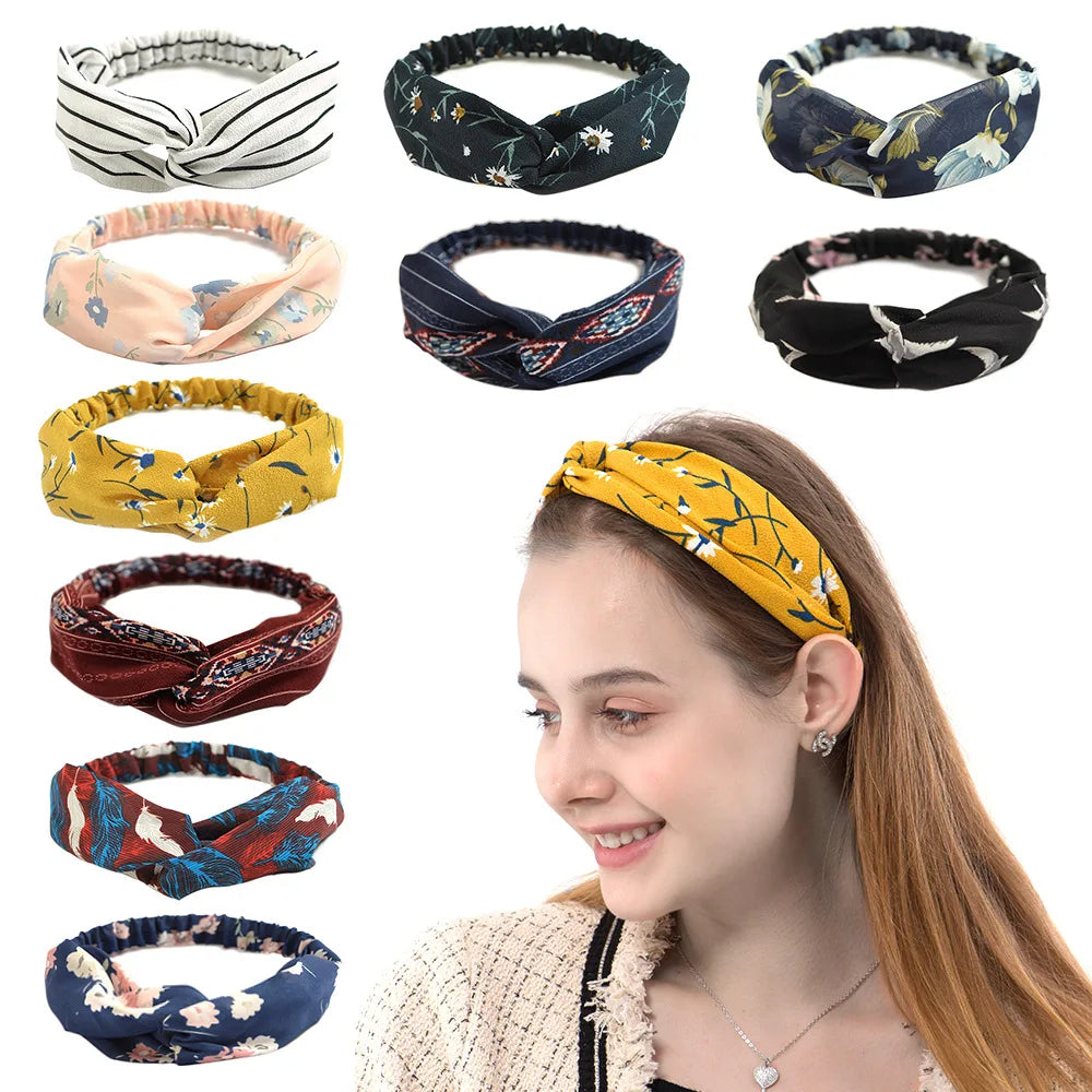 Boho Knot Elastic Headband | Cross Turban Hair Band for Women | Afrocentric
