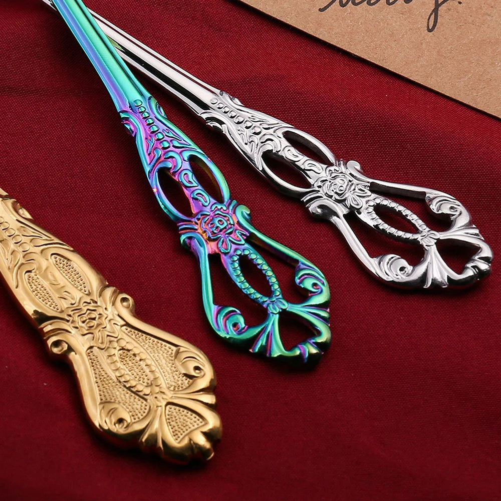 Luxury Retro Cutlery Set | Engraved Stainless Steel Flatware | 4pc, 5pc, 16pc & 24pc Sets | Afrocentric
