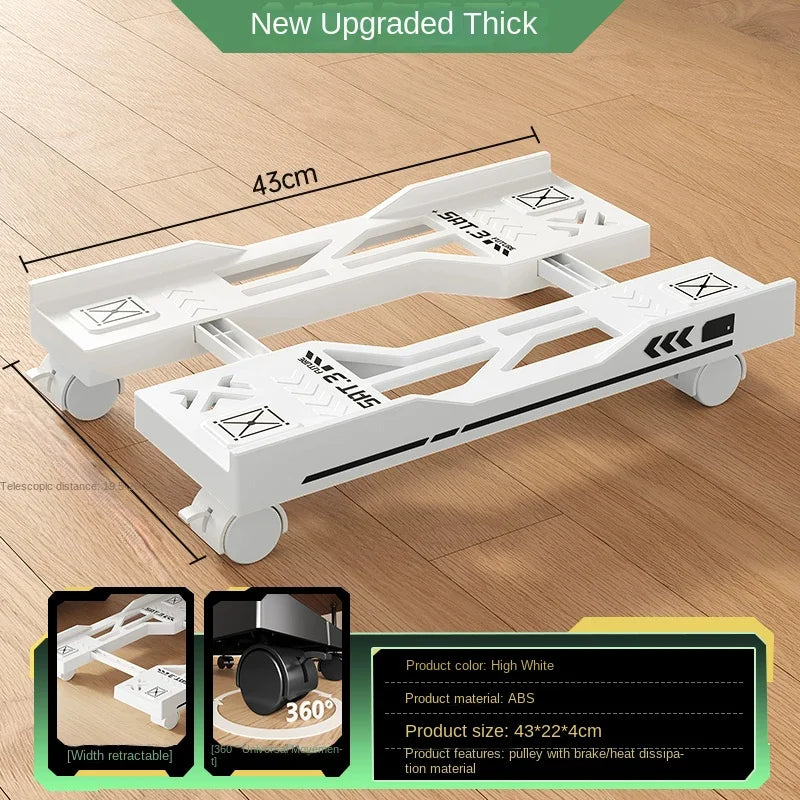 Adjustable CPU Stand with Wheels | Mobile PC Tower Desktop Floor Stand White China Mainland | Afrocentric